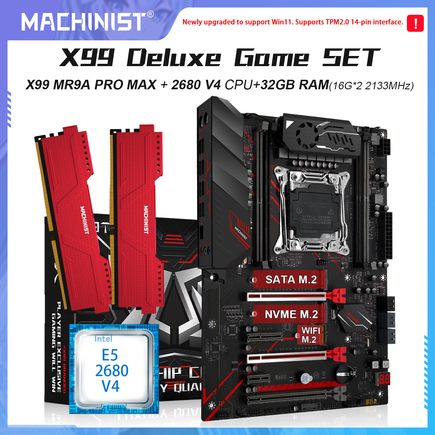 Pc Gaming Omen - MACHINIST X99 TPM2.0 Motherboard Set Xeon