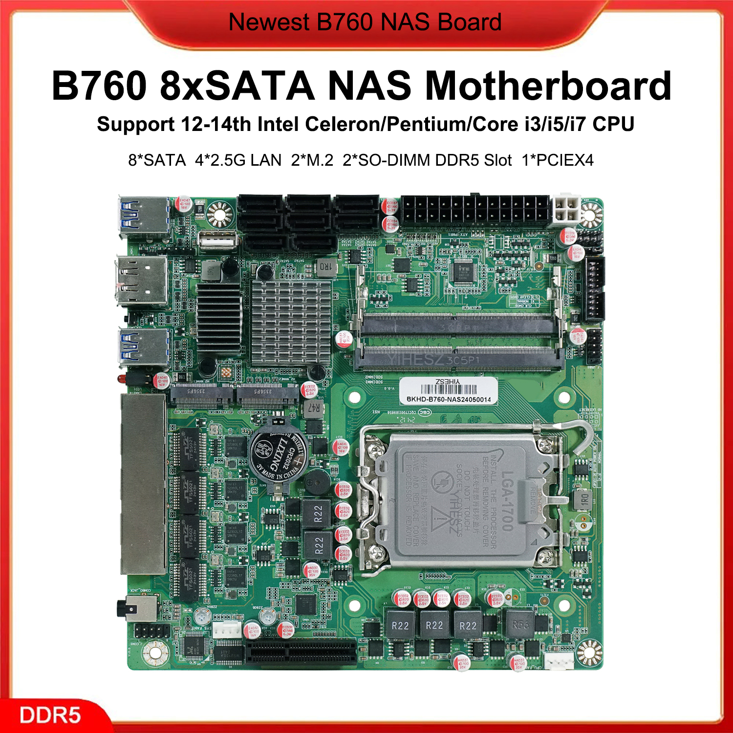 Pc Gaming I7 14Th Gen - B760 8 SATA Nas Motherboard LGA1700