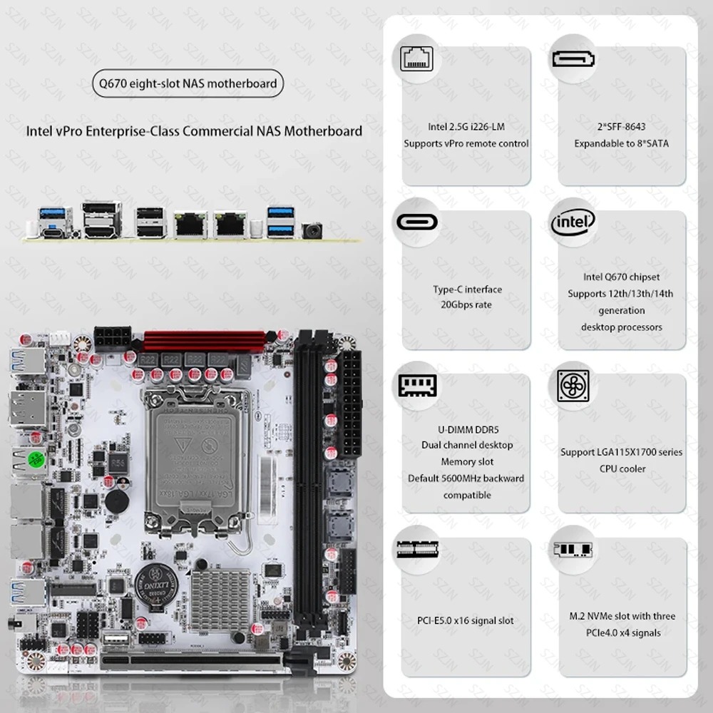 Q670 ITX NAS Motherboard Kit,  - Pc Gaming I7 14Th Gen reseña y precio