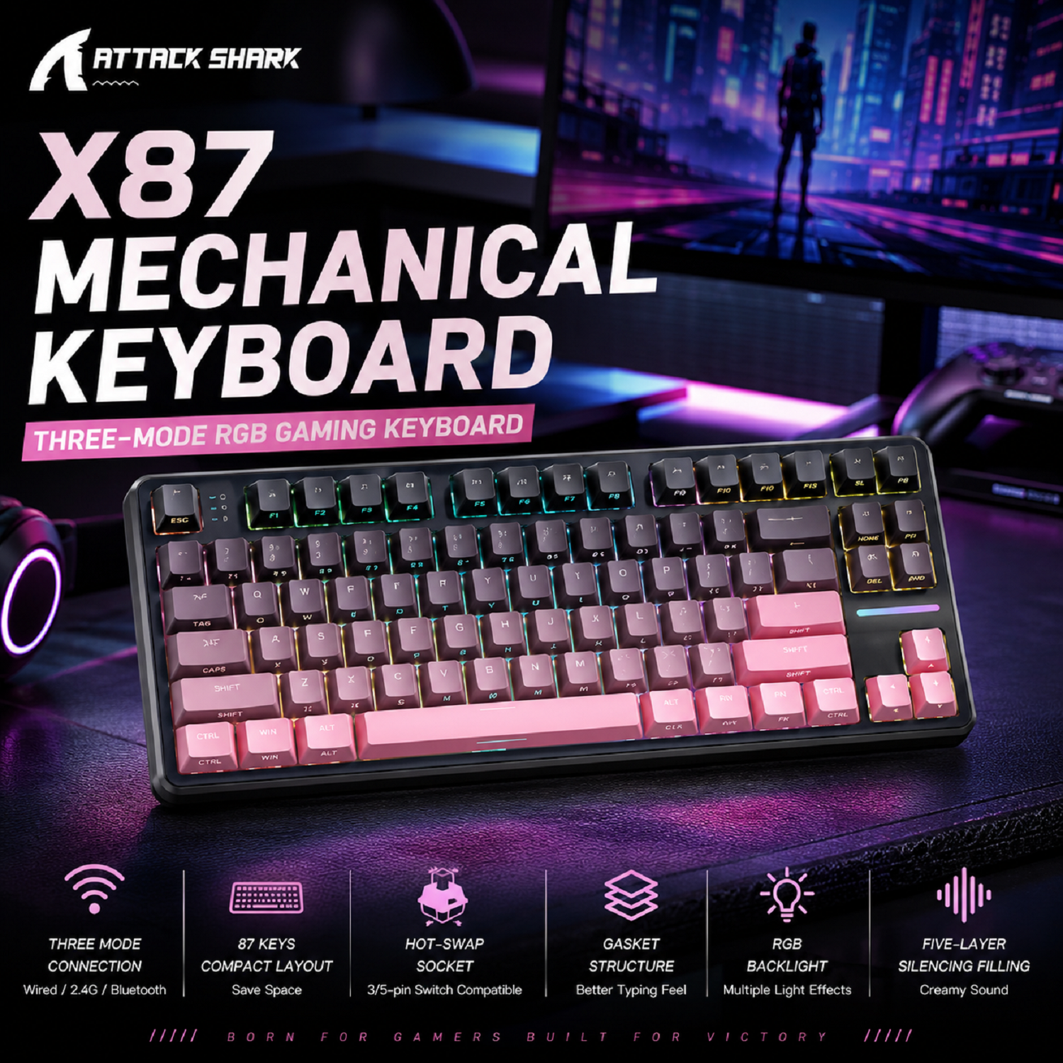 Attack Shark X87 Macro Drive G - Pc Gaming Keyboards reseña y precio