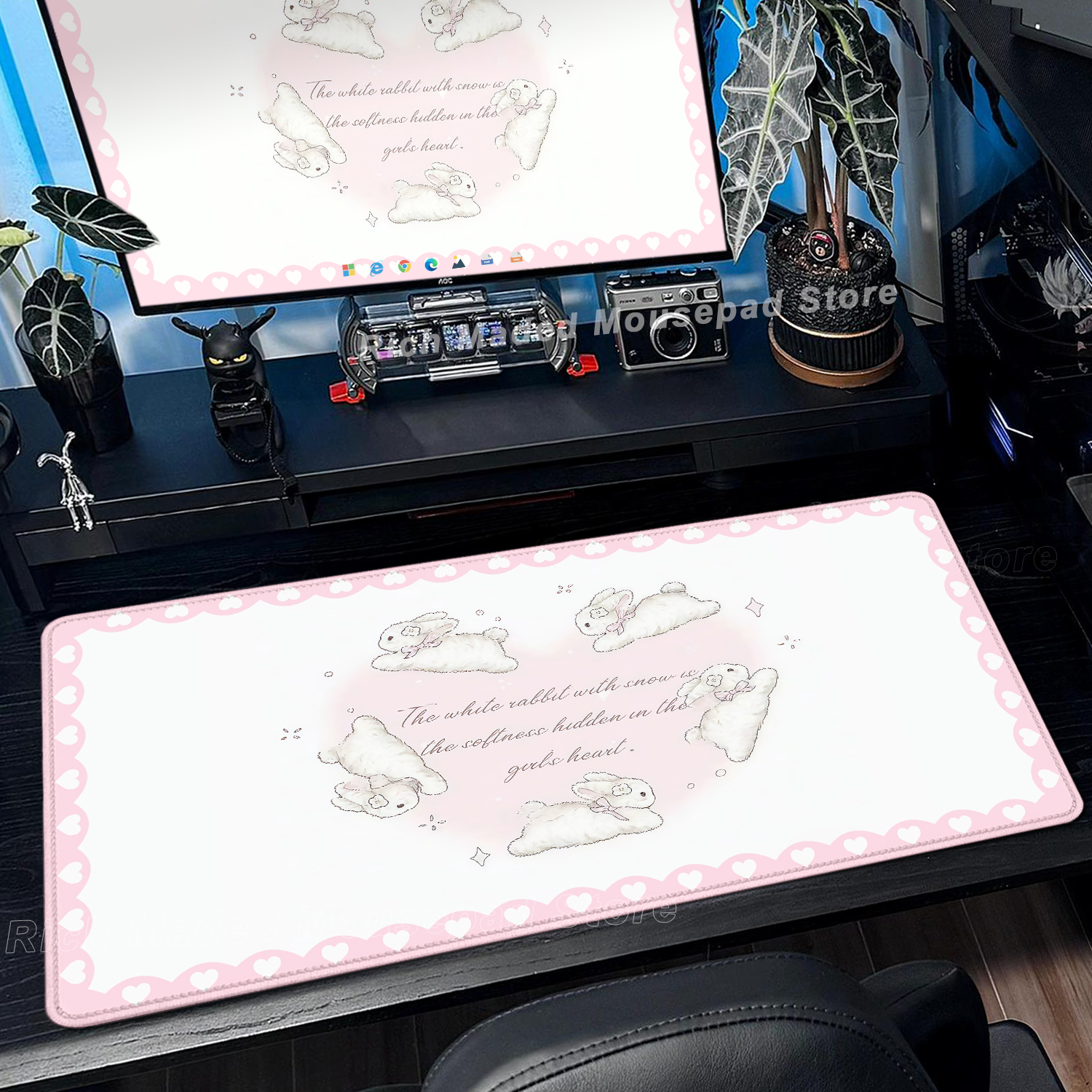 Pink Rabbit Mouse Pad XXL Cute - Pc Gaming Pink reseña y precio