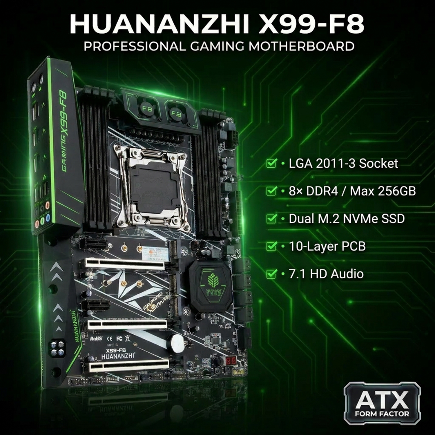 HUANANZHI X99 F8 Placa-mãe LGA - Pc Gaming Omen reseña y precio