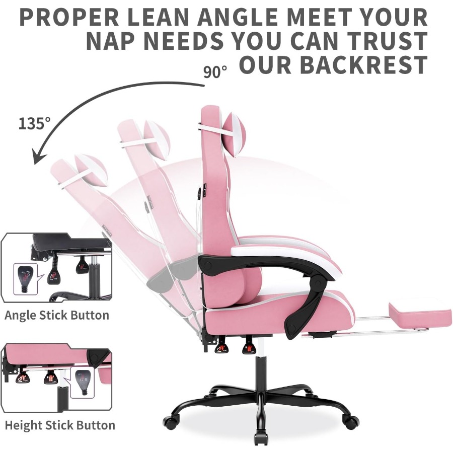 Pink Gaming Chair with Massage - Pc Gaming Pink reseña y precio