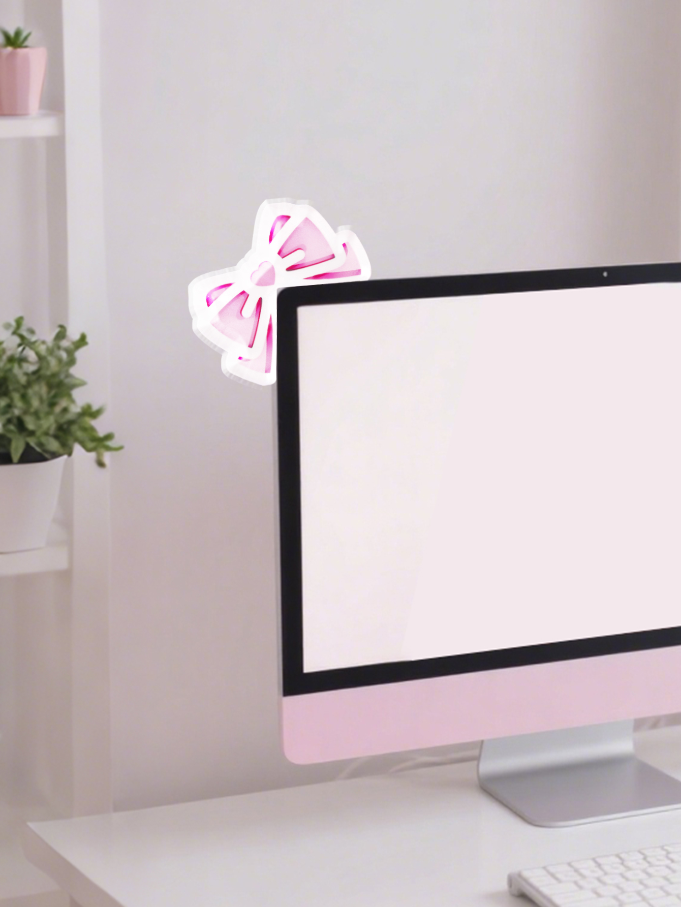 Kawaii Bow Monitor Decor Pink  - Pc Gaming Pink reseña y precio