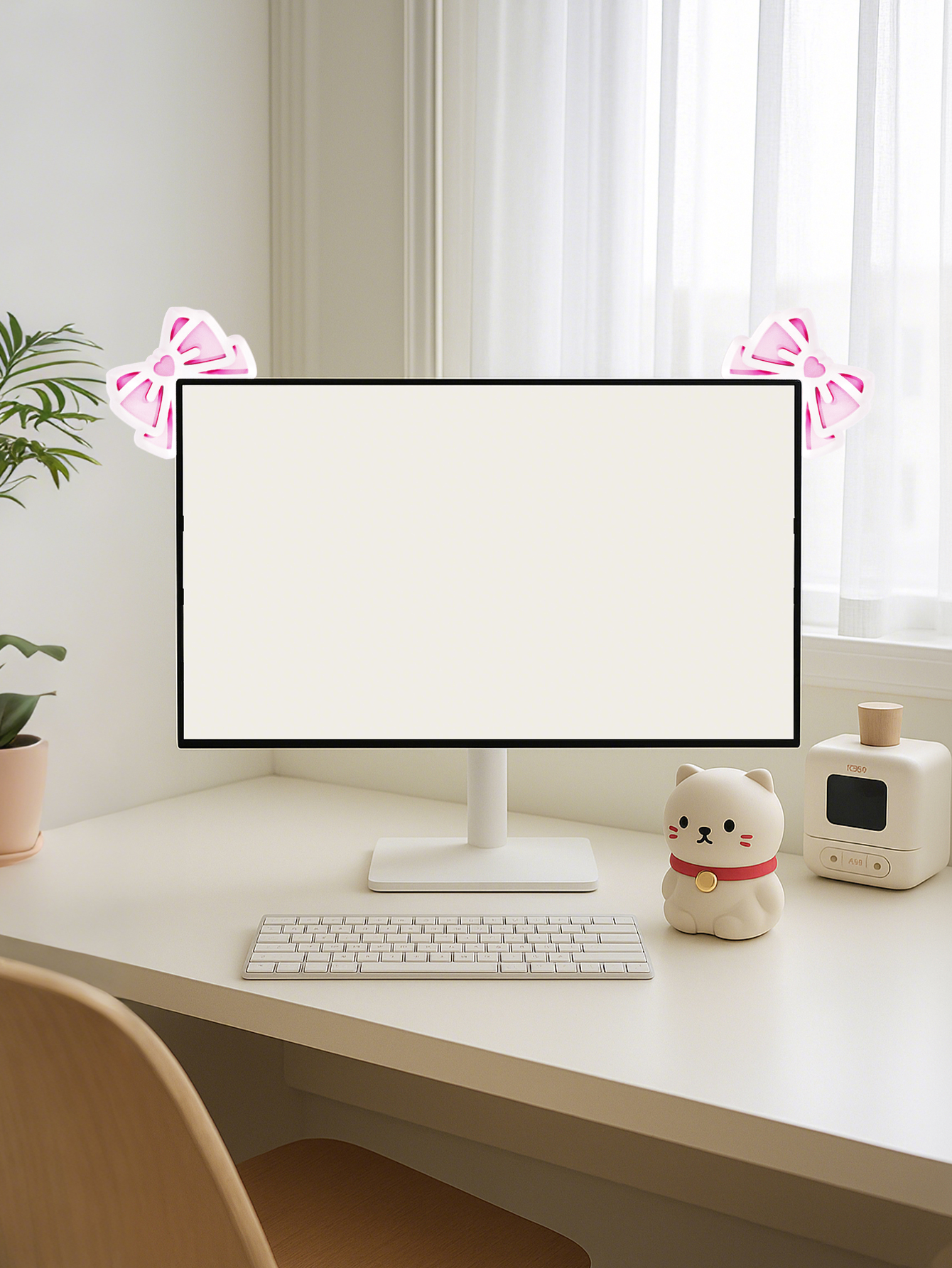 Kawaii Bow Monitor Decor Pink  - Pc Gaming Pink reseña y precio